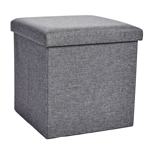SMALL FOLDING GREY STORAGE Ottoman