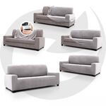 REGAL MILLS EASYSTRETCH VELVET SILVER 4 Seater Sofa Cover
