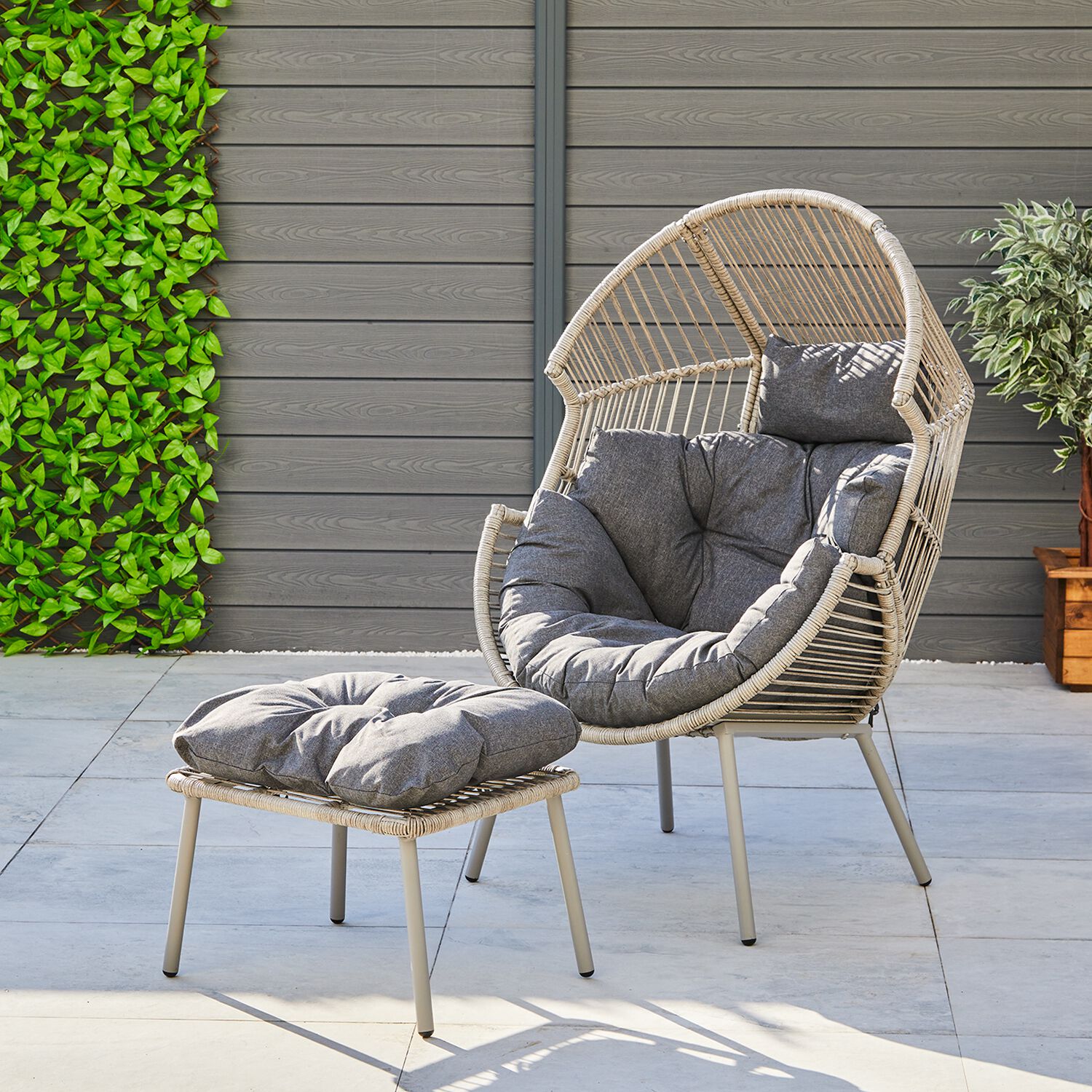 Rattan Chairs Garden Chair With Stool Outdoor Garden Synthetic