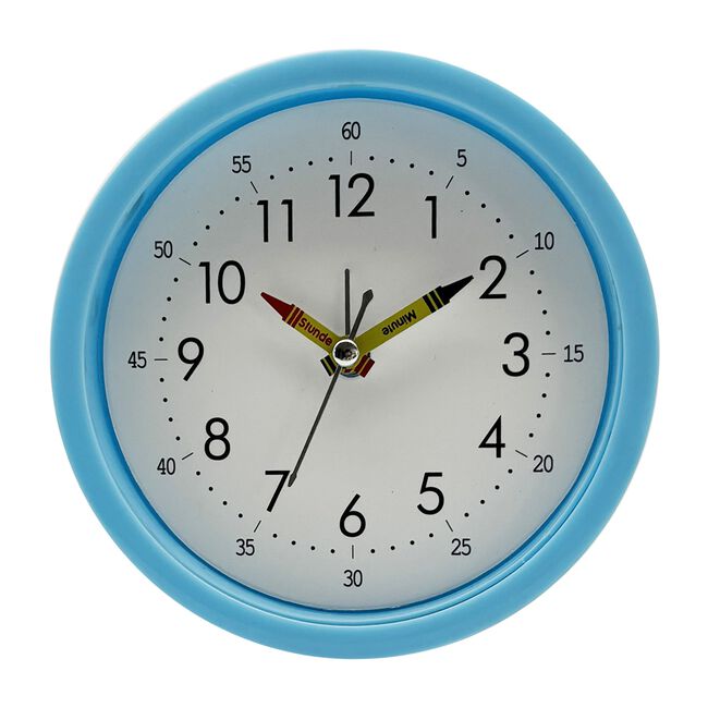CHILDRENS TABLE CLOCK Blue 12cm