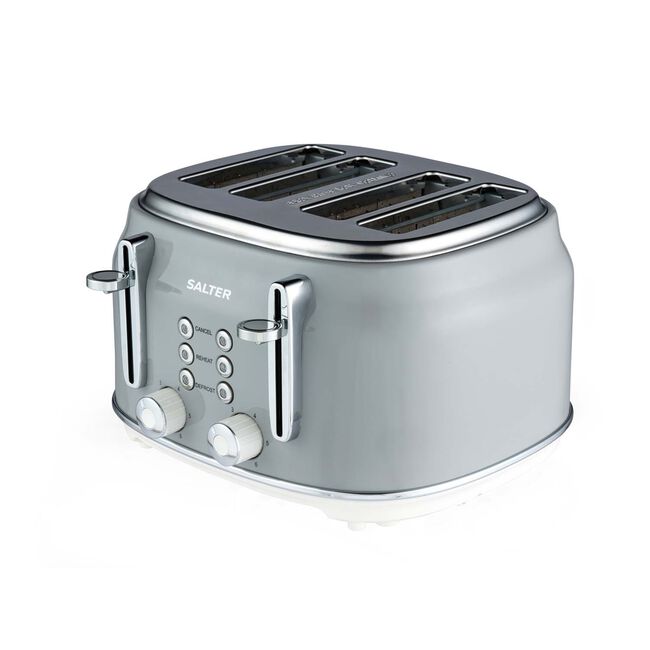 SALTER RETRO GREY CURVED BODY 4 Slice Toaster