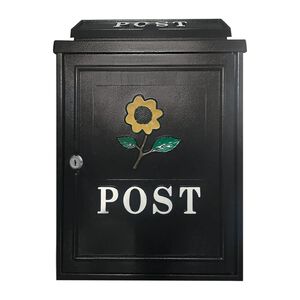 Postplus Sunflower Diecast Steel Letterbox Black