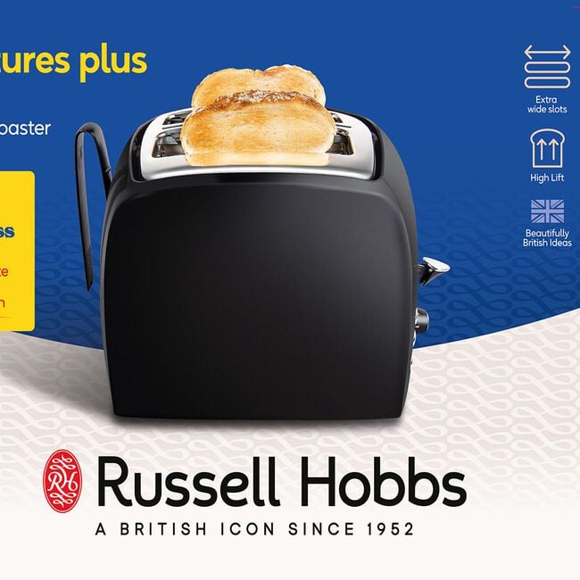 Russell Hobbs Textures Black 2 Slice Toaster
