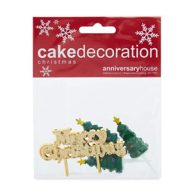Mini Christmas Tree & Motto Cake Toppers