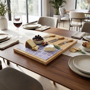 FIESTA JOY BLUE PATTERN 5 Piece Cheese Serving Set