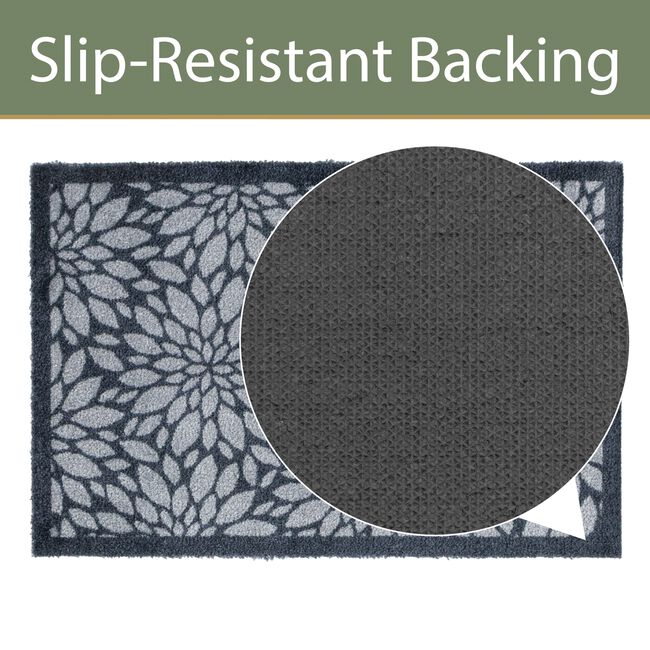 JVL Flowers Black/Grey Mega Mat 50cm x 75cm