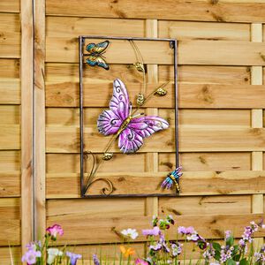 Metal Framed Butterfly Garden Wall Art