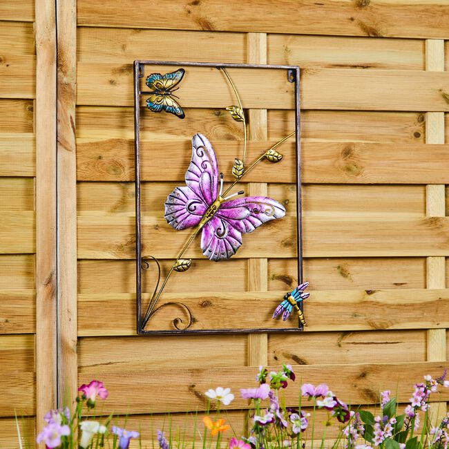 Metal Framed Butterfly Garden Wall Art