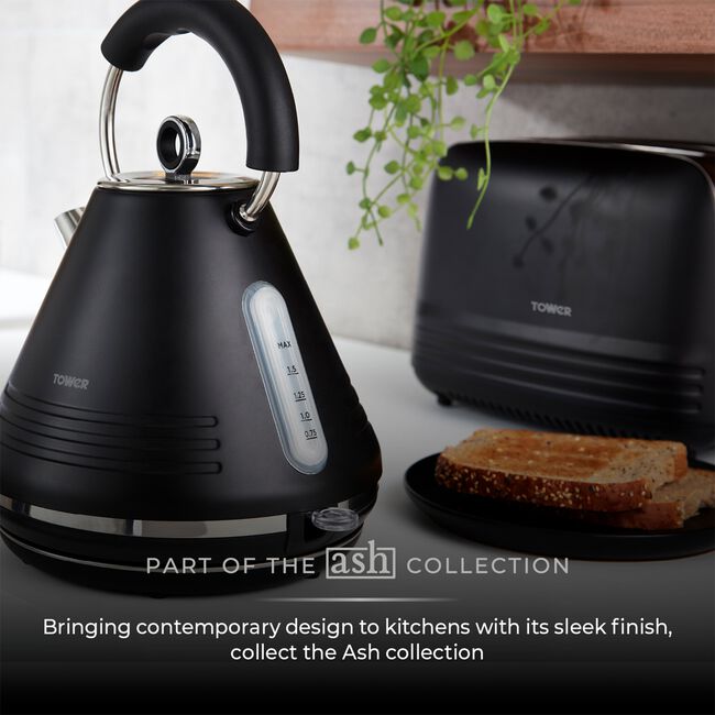 Tower Ash Black 1.7L Pyramid Kettle