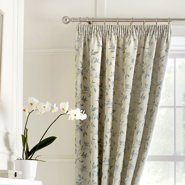 CURTINA BIRD TRAIL DUCK EGG 66x90 Curtain