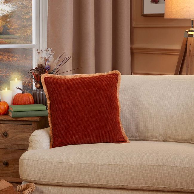 Ruane Corded Fringe Rust Cushion Cover 45cm x 45cm