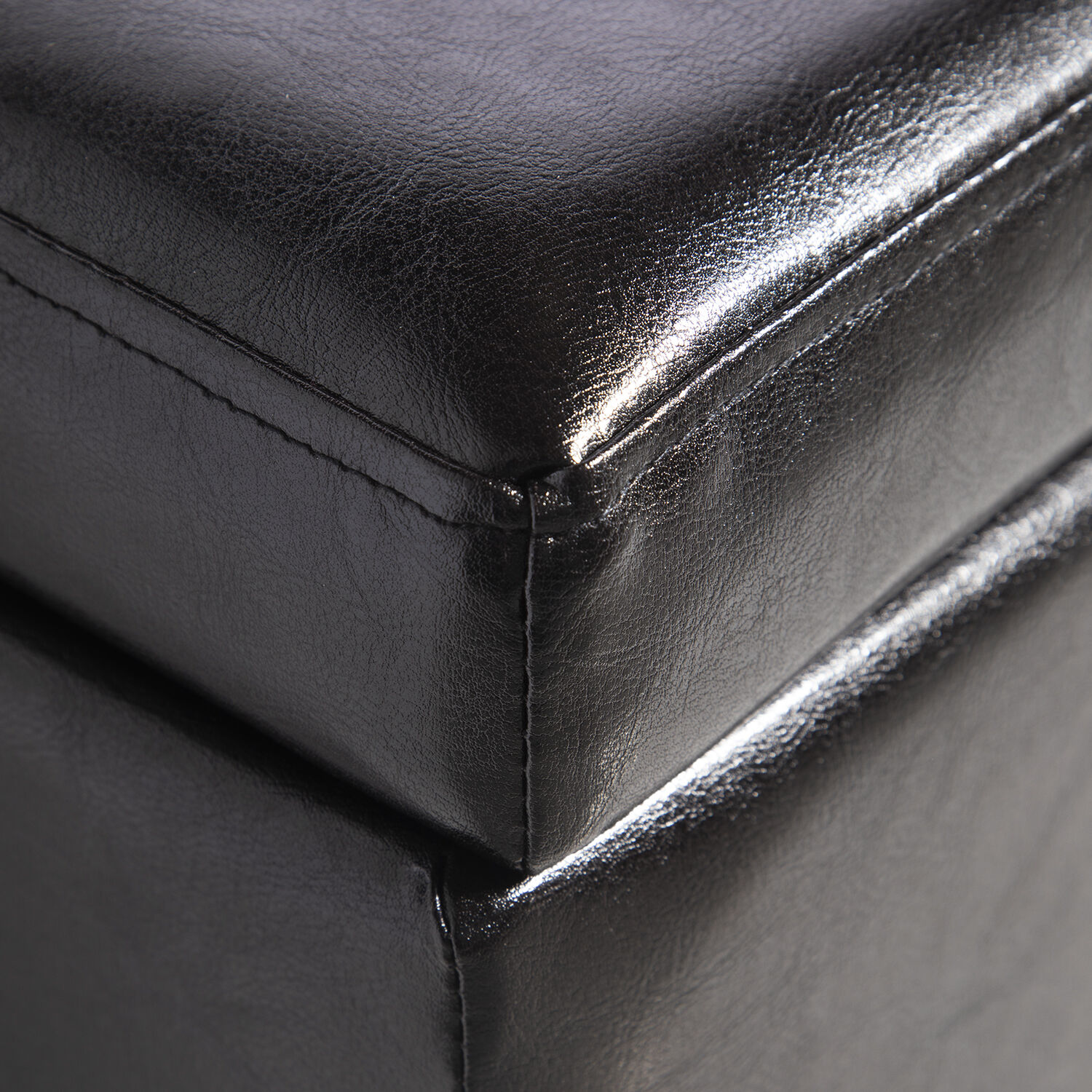 Faux Leather Storage Bench Ottoman, Large Leather Storage Bench