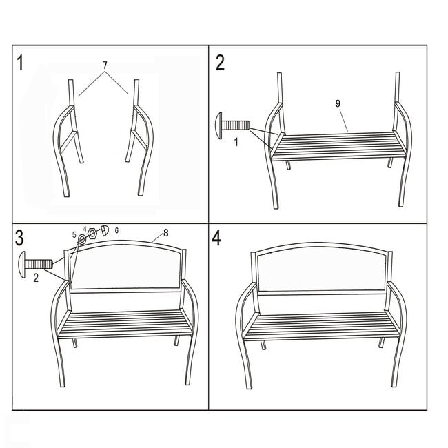 Garden Bench with Cast Iron Back