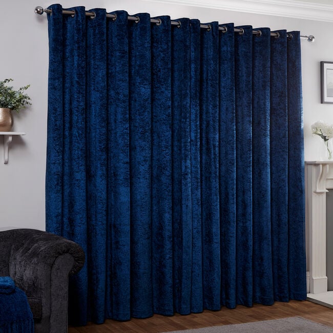 BLACKOUT&THERMAL CRUSHED VELVET NAVY 66x90 Curtain