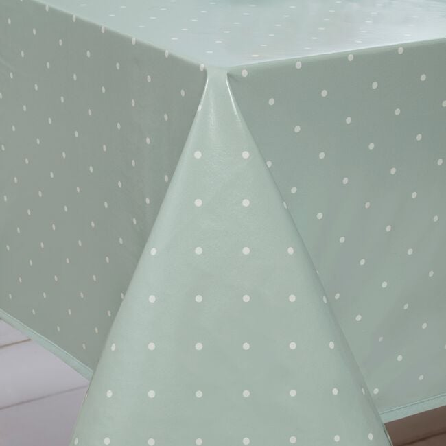 Dotty Duck Egg Oil Tablecloth 160cm x 230cm
