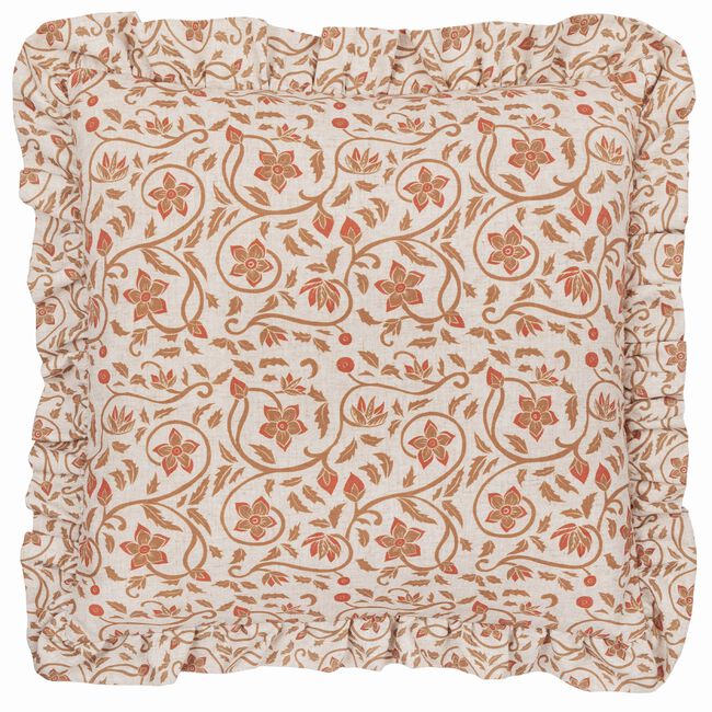1973 Linen Filigree Ochre Cushion 50cm x 50cm