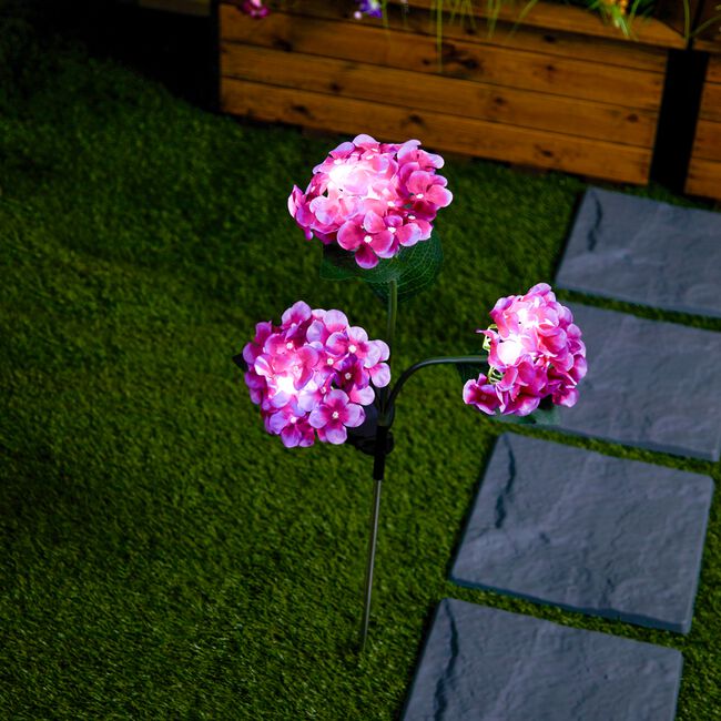PURPLE HYDRANGEA Solar Garden Stake Light