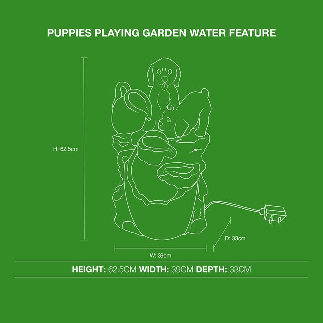 Puppies Playing Garden Water Feature