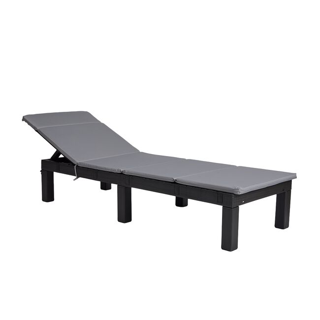 Foldable Sun Lounger with Grey Cushion