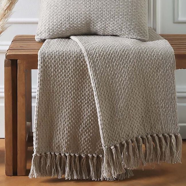 DRIFT HOME HAYDEN 100% RECYCLED COTTON NATURAL 130x180cm Throw