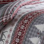 SINGLE DUVET COVER Brushed Cotton Fairisle Deer