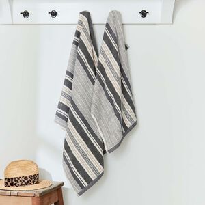 HELENA SPRINGFIELD BEACH HOUSE STRIPE LINEN & GREY Hand Towel 