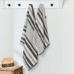 HELENA SPRINGFIELD BEACH HOUSE STRIPE LINEN & GREY Hand Towel 