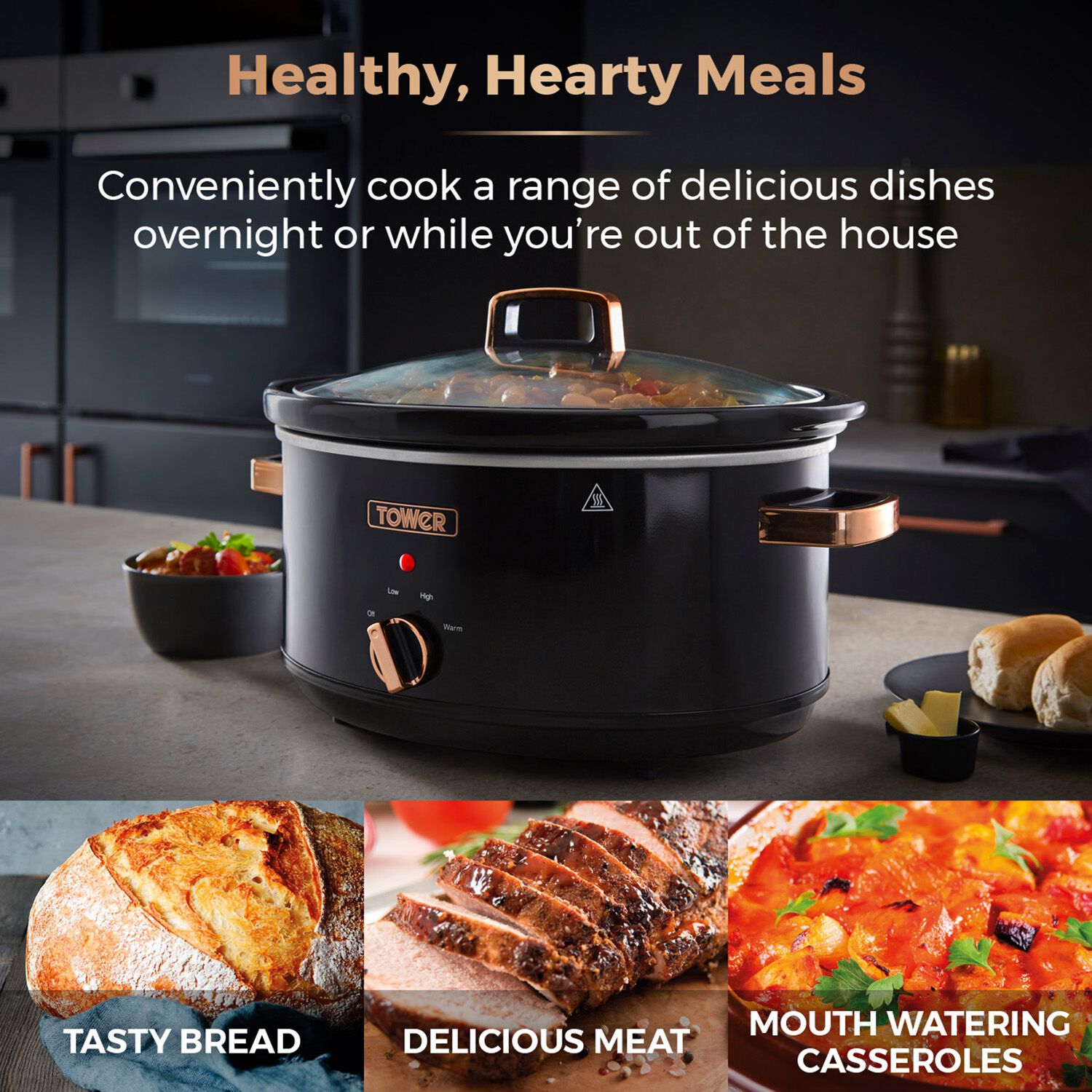 Tower Infinity 6.5L Black & Rose Gold Slow Cooker Home Store + More