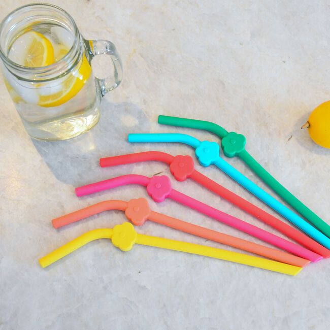 Melii 6 Silicone Straws with Cleaning Brush