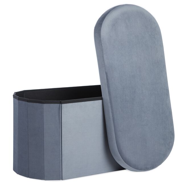 Oval Charcoal Grey Ottoman Bench