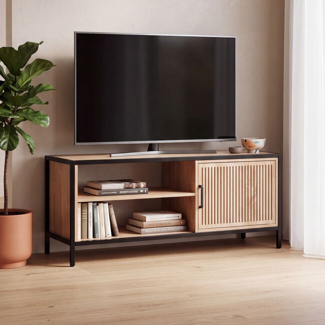 TV Cabinet with Black Metal Frame