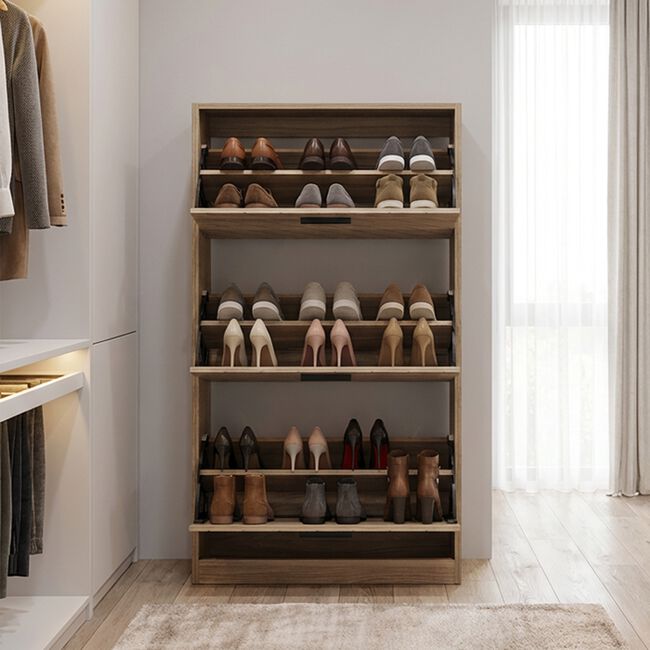 Herringbone Haven Three Door Shoe Cabinet