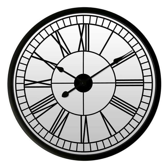 55.9cm Black Skeleton Mirror Wall Clock