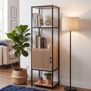 Four Layer Cabinet with Black Metal Frame