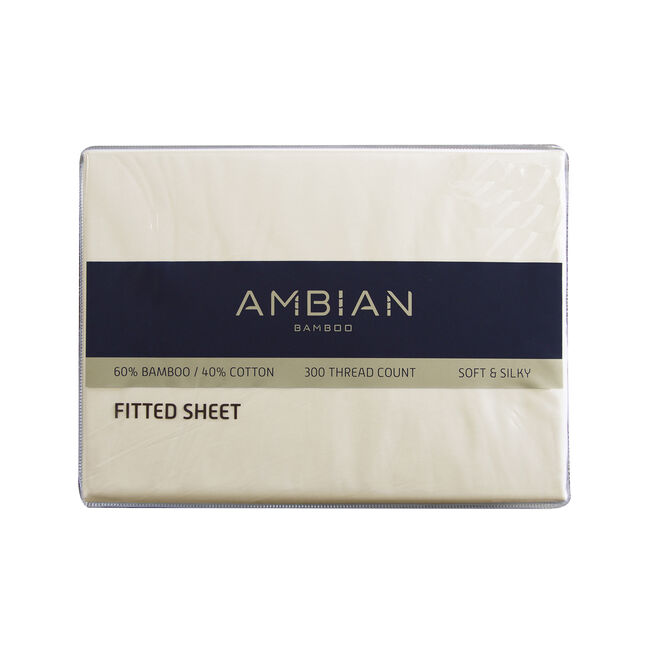 DOUBLE FITTED SHEET 300Tc Bamboo/Ctn Cream
