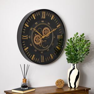 Black & Brass Clock 59cm