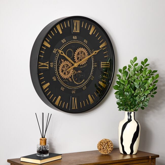 Black & Brass Clock 59cm