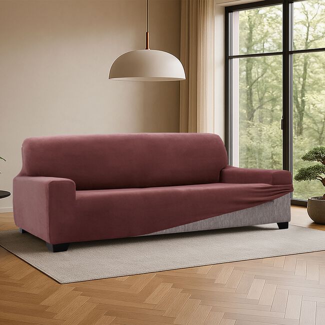REGAL MILLS EASYSTRETCH VELVET BORDEAUX  3 Seater Sofa Cover