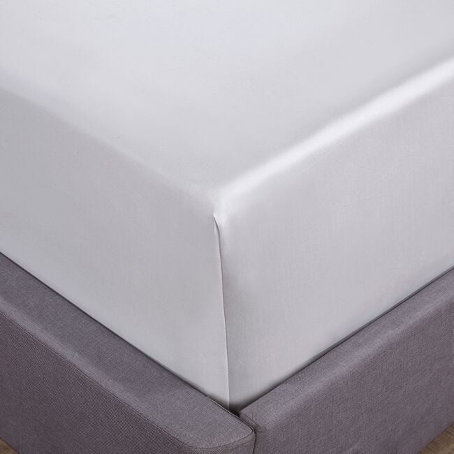 DOUBLE FITTED SHEET 350 Threadcount Cotton Silver