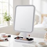 Visage White LED Bathroom Mirror with Tray