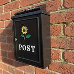 Postplus Sunflower Diecast Steel Letterbox Black
