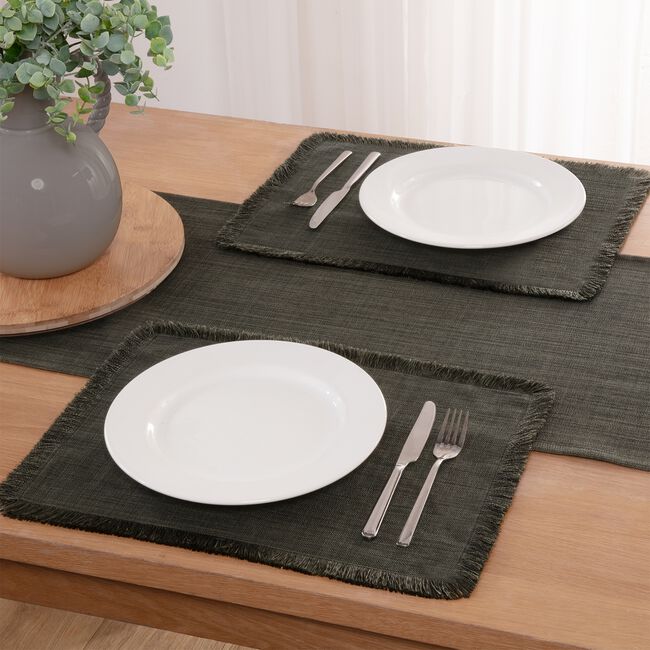 WOVEN WATERPROOF Grey 4Pk Placemats