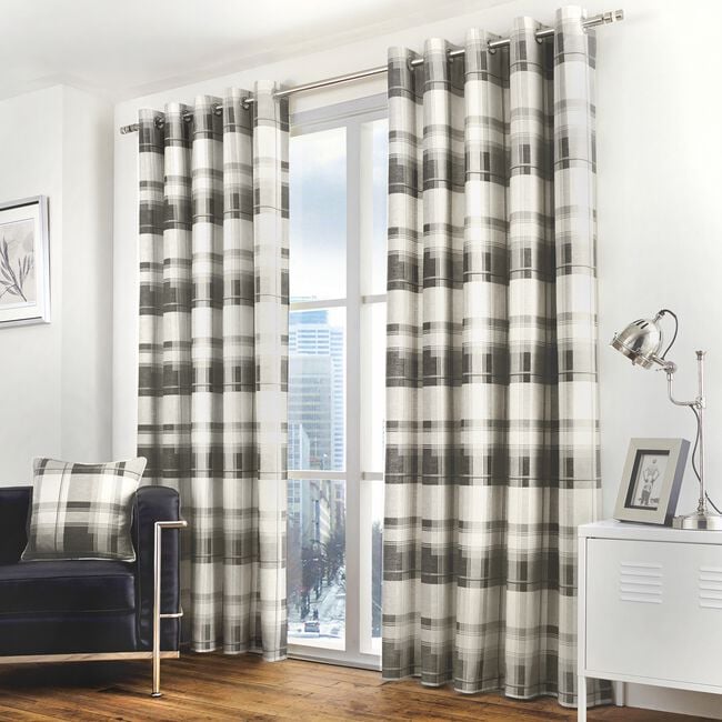 FUSION BALMORAL CHECK SLATE 66X54 Curtain 