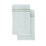 Mono Check Tea Towel 2 Pack - Sage