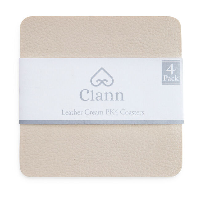 Leather Coasters 4 Pack - Cream