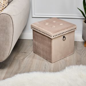 VELVET FOLDABLE SMALL Mink Ottoman