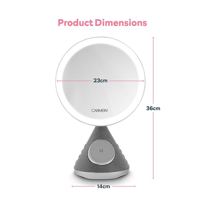Carmen 3 in 1 LED MIrror WIth Bluetooth Speaker