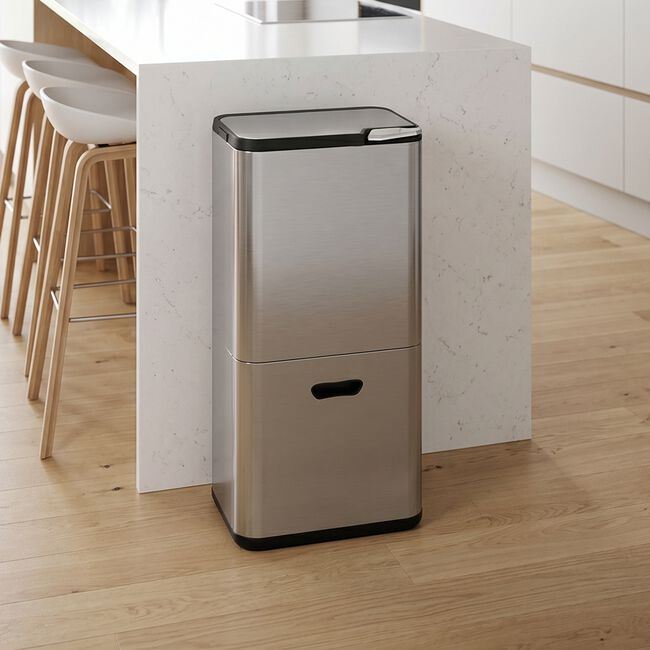 NORDHAUS 60L DOUBLE STACKED PLATINUM Grey Recycling Bin