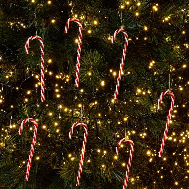 Candy Cane Christmas Tree Decorations - 6 Pack
