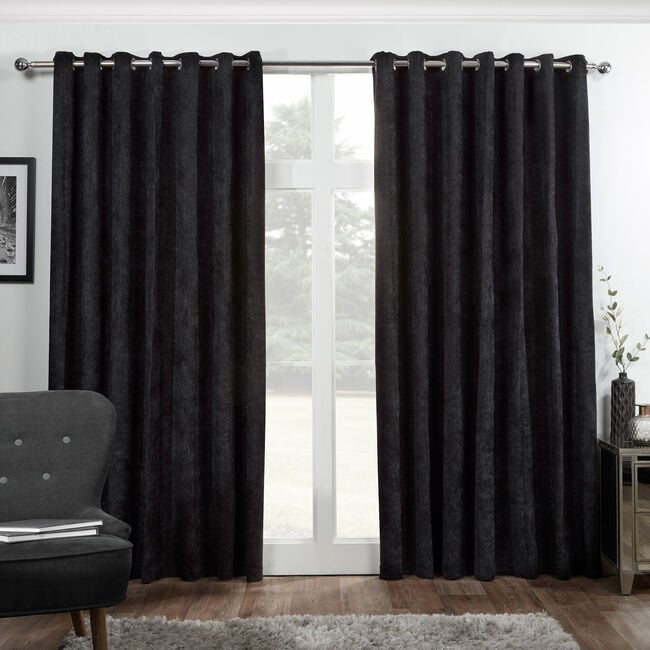 BLACKOUT & THERMAL HERRINGBONE BLACK 90x90 Curtain